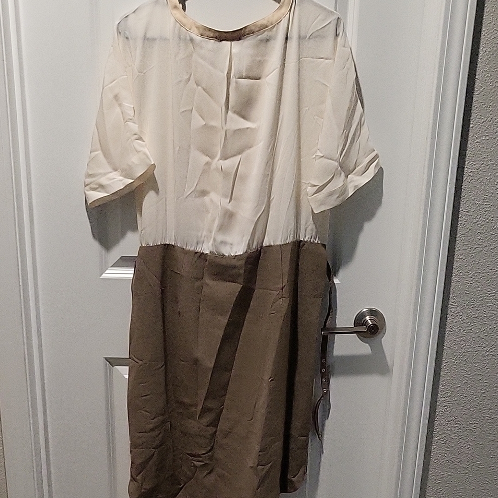Ann Taylor Cream and Tan Dress - Picture 3 of 4